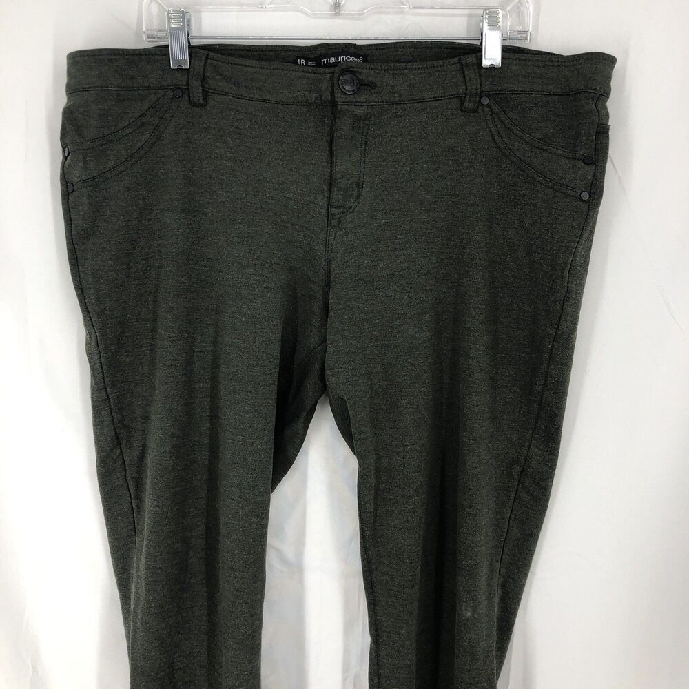 Maurices Stretch Dark Green Cropped Capris Skinny Leg Pants 1R Plus (42d27)
